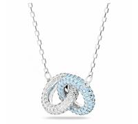 Swarovski Damen Halskette Stone Pavé, Verflochtene Ringe, Blau, Rhodiniert 56428...