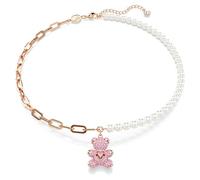 Swarovski Damen Halskette TEDDY BEAR 5669166 – Kristall & Perle, Roségold, 43 cm, 15 mm