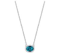 Swarovski Damen-Kette mit Anhänger Christie Oval rhodiniert Kristall blau 38 cm - 5159175