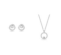 Swarovski Damen Schmuck-Set, Weiß, Rhodiniert - Creativity Anhänger & Ohrstecker, Rund, Weiß, Rhodiniert