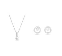 Swarovski: Damen Schmuckset, Attract Trilogy & Creativity Kollektion, Weiß, Rhodiniert, 38 cm Kette, 2 x Rund, Weiß, Rhodiniert Ohrstecker
