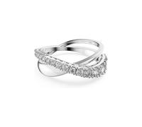 Fingerring SWAROVSKI "Twist Rows, 5563911, 5572710, 5572716, 5572718, 5572724" Fingerringe Gr. 52, Metall, silberfarben (metallfarben, kristallweiß, kristallweiß) Damen Fingerringe mit Swarovski Kristallen (25994252-52)