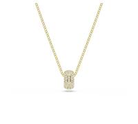 Swarovski Dextera Anhänger, Vergoldete Damenhalskette mit Rundem Anhänger, Veredelt mit Klarem Kristallpavé, Länge: 38-43 cm