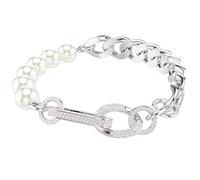 Swarovski Dextera Damen Armband, Crystal Pearl, Link Mix, Weiß, rhodiniert