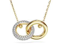 SWAROVSKI Dextera Halskette mit ineinandergreifender Schlaufe und klaren Kristallen, Gold-Tone, Messing, Zirkonia