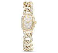 Swarovski Dextera Kettenuhr Swiss Made, Kristallarmband, goldfarben, goldfarbenes Finish, 5668854, Gold, gold