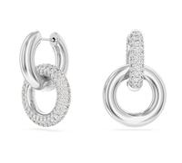Swarovski Creolen Dextera 5671807 – rhodinierte Damenohrringe mit weißen Swarovski-Kristallen silber