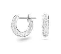 Swarovski Stone Kreolen, Pavé, Klein, Weiß, Rhodiniert