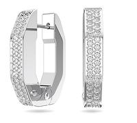 Swarovski Kreolen Dextera – Achteckform, rhodiniert, strahlende Swarovski-Kristalle, klein, weiß