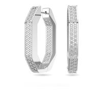 Swarovski Kreolen Dextera – rhodiniert, achteckig mit strahlenden Swarovski Kristallen