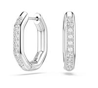 Swarovski Kreolen Dextera – Achteckig, rhodiniert, klare Rundschliff-Kristalle, Weiß, 1,8×0,3×1,5 cm