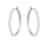 Swarovski Stone Kreolen, Weiss, Rhodiniert