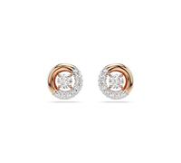 Swarovski Dextera Ohrstecker, Weiße, Rosé Vergoldete Ohrringe mit strahlenden Swarovski Kristallen im Rundschlifff