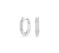 Swarovski Kreolen Dextera – Achteckig, rhodiniert, klare Rundschliff-Kristalle, Weiß, 1,8×0,3×1,5 cm