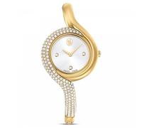 Swarovski Dextera Uhr, Asymmetrische, Analoge Armbanduhr mit Metallarmband, Goldfarbenem Finish und Strahlenden Kristallen, Armbandlänge: 11.7-14.7 cm, Armbandbreite: 0.6 cm