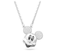 Swarovski Disney Mickey Mouse Anhänger, Weiße und Rhodinierte Damenhalskette mit Strahlenden Swarovski Kristallen