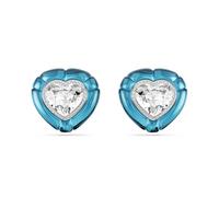 Swarovski Dulcis Ohrclips, Herzschliff, Pavé, Herz, Blau, Rhodiniert