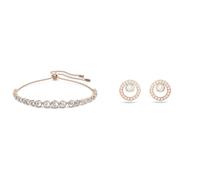 Swarovski Emily Armband, Weiss & Creativity Ohrstecker, Rund, Weiss, Roségold-Legierungsschicht