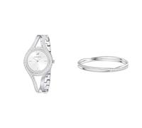 Swarovski Eternal Uhr, Metallarmband, Silberfarben, Edelstahl & Twist Armreif, Weiss, Rhodiniert
