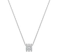 Swarovski Further Anhänger, Rhodinierte Halskette mit Edlem Ring-Anhänger in Klarem Kristallpavé