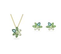 Swarovski Gema Anhänger & Armband, Mischschliff, Blume, Grün, goldfarben plattiert
