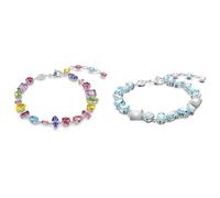 Swarovski Gema Armband, Rhodiniertes Damenarmband mit Bunten und Strahlenden Kristallen & Gema Armband, Blaues und Rhodiniertes Damenarmband mit Strahlenden Kristallen
