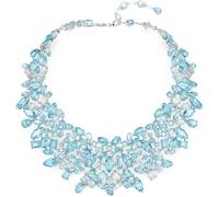 Swarovski Gema Halskette mit gemischtem Schnitt, Blau, rhodiniert