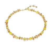 Swarovski Gema Halskette, Vergoldete Damenhalskette mit gelb- und bernsteinfarbenen Kristallen in Krappenfassung und Verschiedenen Schliffen, Länge: 36-40.5 cm