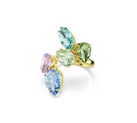 Swarovski Cocktailring Gema, verschiedene Schliffe, mehrfarbig, Goldlegierungsschicht, Größe 52
