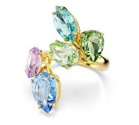 Swarovski Cocktailring Gema, verschiedene Schliffe, mehrfarbig, Goldlegierungsschicht 55