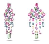 Swarovski Gema Ohrclips, gemischter Schnitt, extra lang, mehrfarbig, rhodiniert