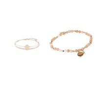 Swarovski Ginger Armreif, Weiss, Roségold-Legierungsschicht & Fossil Armband Für Frauen Wellness, Innenlänge: 165mm Nude Semi-Precious Armband, JA6945791