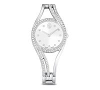 Swarovski Hyperbola Armreifuhr, Silberfarbene, Analoge Armbanduhr im Edelstahl-Design mit 176 Klaren Kristallen im Princess- und Rundschliff, Armbandlänge 13.3-18.7 cm, Armbandbreite 1.1 cm