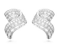 Swarovski Hyperbola Ohrstecker, Weiße und Rhodinierte Ohrringe aus Strahlenden Swarovski Kristallen