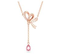 Kette mit Anhänger SWAROVSKI "Volta, Schleife, 5647569" Halsketten Gr. Metall, Länge: 43 cm, bunt (roségoldfarben, kristallweiß, rosa, rosa) Damen Ketten mit Anhänger Swarovski Kristall (69711020-0)