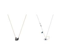 Swarovski Iconic Swan Anhänger, Schwan, Klein, Schwarz, Roségold-Legierungsschicht & Symbolic Anhänger, Böser Blick, Blau, Metallmix