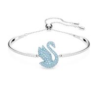 Swarovski Iconic Swan Armreif, Rhodiniertes Damenarmband mit Blauem Schwan und Strahlenden Swarovski Kristallen