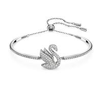 Swarovski Iconic Swan Armreif, Schwan, Weiß, Rhodiniert