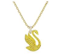 Swarovski Iconic Swan Halskette Gold für Damen mit Schwanen Anhänger mit Gelben Zirkonia Kristallen, 5647553