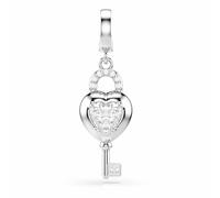 Swarovski Charm-Anhänger Idyllia 5742957 Herz mit Schlüssel, verschiedene Schliffe, Weiß, Rhodiniert