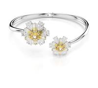 Swarovski Idyllia Armreif, Rhodinierter Damenarmreif mit Blumen-Motiv und Strahlenden Swarovski Kristallen