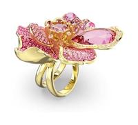 Idyllia Cocktailring, Pavé, Blume, Rosa, Goldlegierungsschicht 55