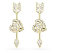 Swarovski Idyllia Drop-Ohrhänger, Verschiedene Schliffe, Herz mit Pfeil, Weiß, Goldlegierungsschicht
