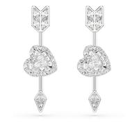 Swarovski Drop-Ohrhänger Idyllia – Herz mit Pfeil, verschiedene Schliffe, weiß, rhodiniert