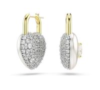 Swarovski Idyllia Drop-Ohrhänger, Verschiedene Schliffe, Herz, Weiß, Goldlegierungsschicht