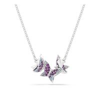 Swarovski Idyllia Halskette, Rundschliff, Schmetterling, Lila, Rhodiniert