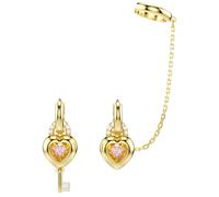 Idyllia Drop-Ohrhänger mit Ohrspange, Verschiedene Schliffe, Herz mit Schlüssel, Rosa, Goldlegierungsschicht OS