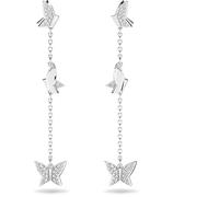 Swarovski Lilia Drop-Ohrhänger, Weiße und Rhodinierte Ohrringe mit Schmetterlingsmotiven und KristallPave