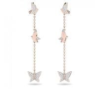 Swarovski Idyllia Lilia Drop-Ohrhänger, Schmetterling, Lang, Weiß, Rhodiniert