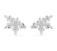 Swarovski Idyllia Ohrclips, gemischter Schnitt, halbe Schneeflocke, weiß, rhodiniert